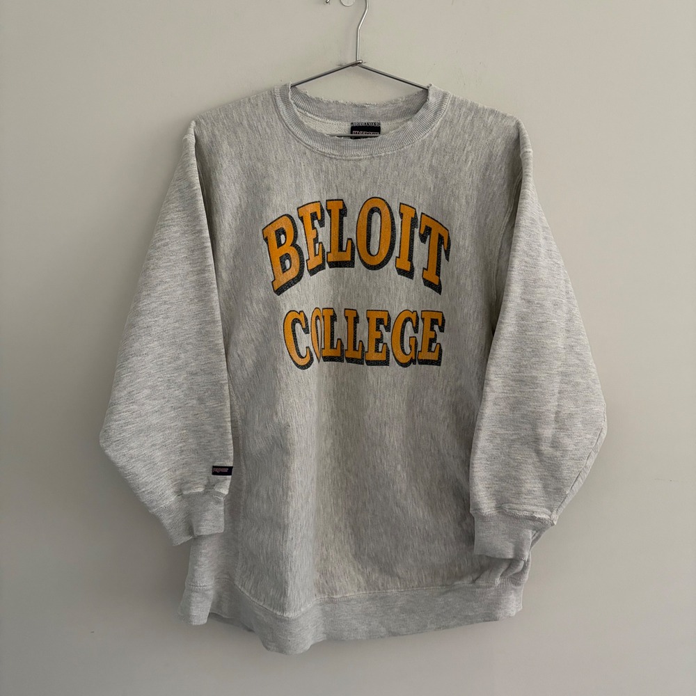 Vintage JanSport Beloit College Sweatshirt Grey Made in USA Mens Large